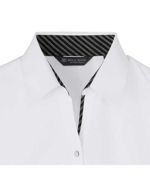 TOKYO SHIRTS(トウキョウシャツ)の「【透け防止】 形態安定ノーアイロン スキッパー 5分袖ビジネスワイシャツ(ビジネスシャツ・レディース・ホワイト・S/M/L/LL/XL)」の4枚目の写真