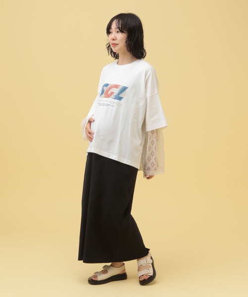 LEPSIM（レプシィム）の「【産前・産後対応】マタニティ／リブナロースカート　455470（マタニティウェア/グッズ・レディース・パープル/カーキ/ブラック/ダークブラウン・FREE）」の6枚目の写真