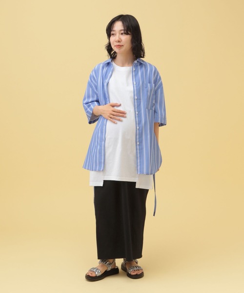 LEPSIM（レプシィム）の「【産前・産後対応】マタニティ／リブナロースカート　455470（マタニティウェア/グッズ・レディース・パープル/カーキ/ブラック/ダークブラウン・FREE）」の5枚目の写真