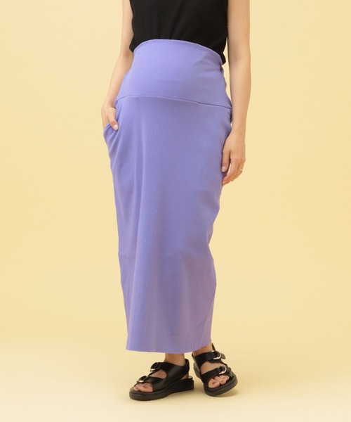 LEPSIM（レプシィム）の「【産前・産後対応】マタニティ／リブナロースカート　455470（マタニティウェア/グッズ・レディース・パープル/カーキ/ブラック/ダークブラウン・FREE）」の22枚目の写真