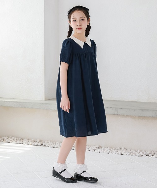 現行品】familiar ファミリア ワンピース 半袖 120 ネイビー 紺