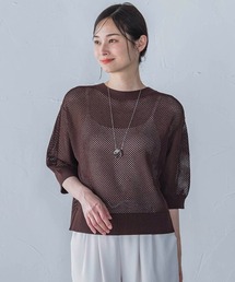 ドライタッチメッシュ5分袖ニット≪手洗い可能≫