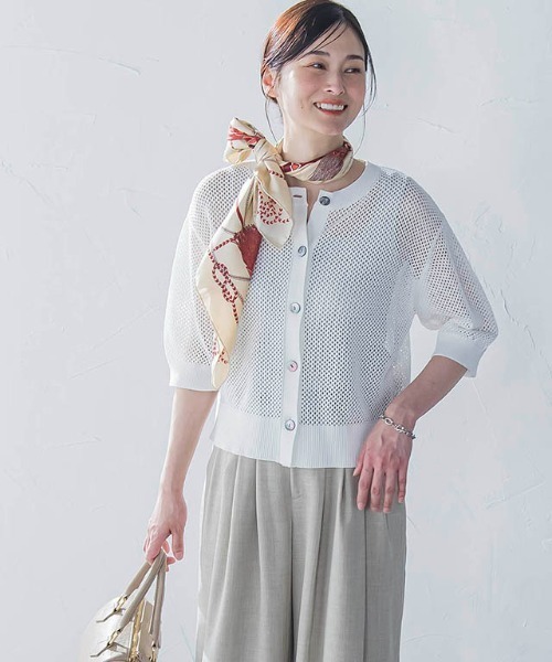 ドライタッチメッシュ5分袖ニット≪手洗い可能≫ セール】ドライタッチメッシュ5分袖ニット≪手洗い可能