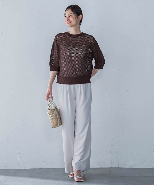 セール】ドライタッチメッシュ5分袖ニット≪手洗い可能≫（ニット