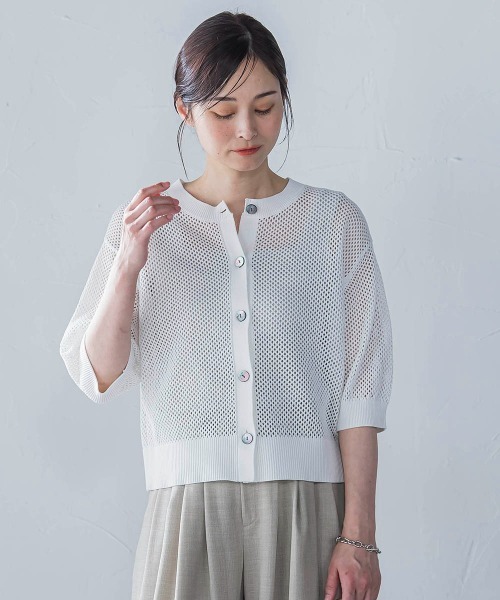 ドライタッチメッシュ5分袖ニット≪手洗い可能≫ セール】ドライタッチメッシュ5分袖ニット≪手洗い可能
