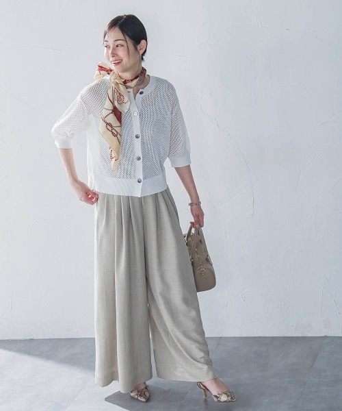 LAUTREAMONT / ロートレアモン ドライタッチメッシュ5分袖ニット≪手洗い可能≫ セール】ドライタッチメッシュ5分袖ニット≪手洗い可能