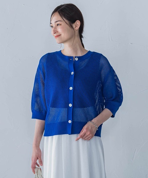 LAUTREAMONT(ロートレアモン)の「ドライタッチメッシュ5分袖ニット≪手洗い可能≫(ニット/セーター・レディース・ブルー/ブラウン/ホワイト・9号)」の11枚目の写真