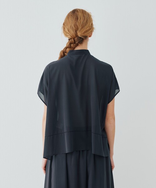 GALERIE VIELシルクストレッチ ボックスシャツ　トゥモローランド ライトシルクストレッチ スタンドネックボックスシャツ（シャツ