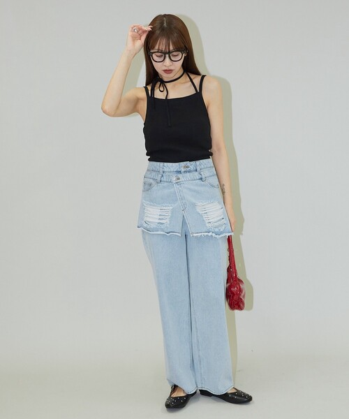 PUBLUX（パブリュクス）の「PUBLUX/パブリュクス カップ付き リボンキャミソール　限定展開（キャミソール・レディース・ブラウン/ブラック/オフホワイト・ﾌﾘ-）」の7枚目の写真