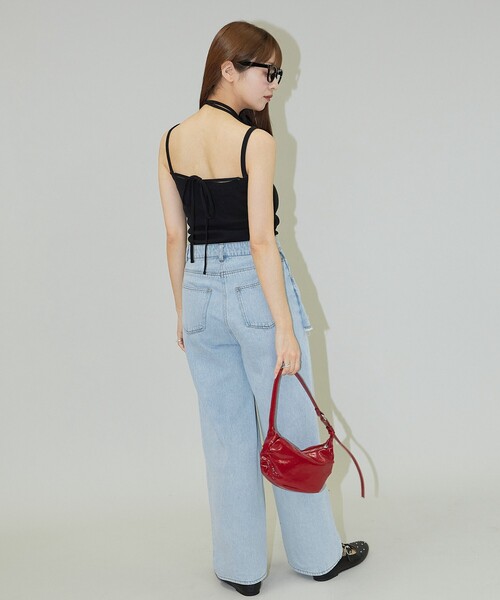 PUBLUX（パブリュクス）の「PUBLUX/パブリュクス カップ付き リボンキャミソール　限定展開（キャミソール・レディース・ブラウン/ブラック/オフホワイト・ﾌﾘ-）」の9枚目の写真