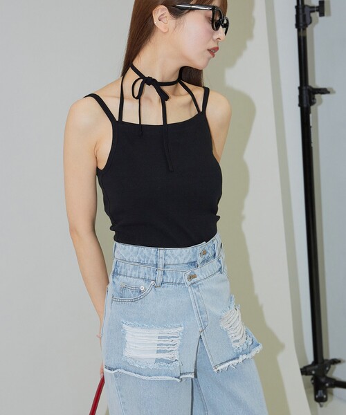 PUBLUX（パブリュクス）の「PUBLUX/パブリュクス カップ付き リボンキャミソール　限定展開（キャミソール・レディース・ブラウン/ブラック/オフホワイト・ﾌﾘ-）」の10枚目の写真