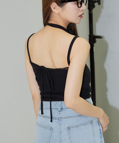 PUBLUX（パブリュクス）の「PUBLUX/パブリュクス カップ付き リボンキャミソール　限定展開（キャミソール・レディース・ブラウン/ブラック/オフホワイト・ﾌﾘ-）」の11枚目の写真