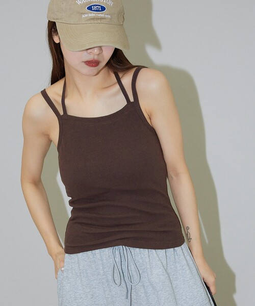 PUBLUX（パブリュクス）の「PUBLUX/パブリュクス カップ付き リボンキャミソール　限定展開（キャミソール・レディース・ブラウン/ブラック/オフホワイト・ﾌﾘ-）」の14枚目の写真