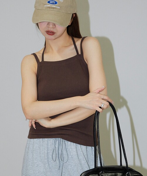 PUBLUX（パブリュクス）の「PUBLUX/パブリュクス カップ付き リボンキャミソール　限定展開（キャミソール・レディース・ブラウン/ブラック/オフホワイト・ﾌﾘ-）」の16枚目の写真