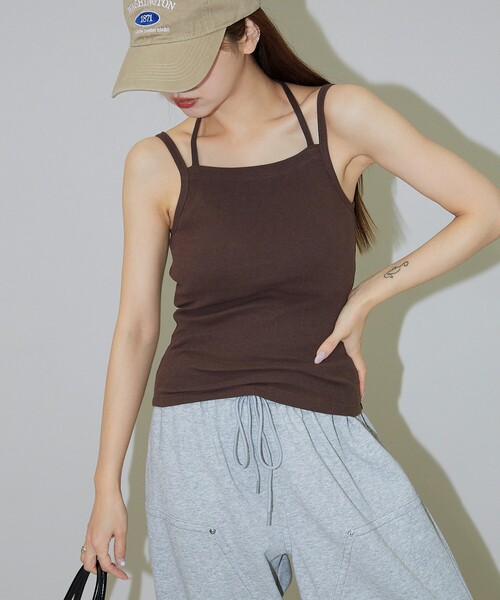 PUBLUX（パブリュクス）の「PUBLUX/パブリュクス カップ付き リボンキャミソール　限定展開（キャミソール・レディース・ブラウン/ブラック/オフホワイト・ﾌﾘ-）」の22枚目の写真