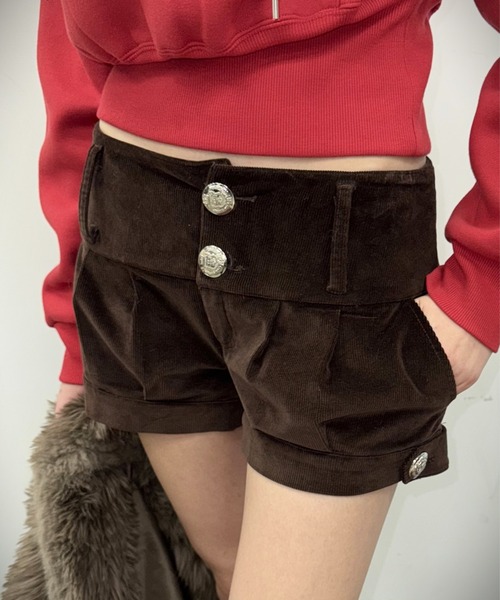SHAGGIE（シャギー）の「マイクロミニコーデュロイショートパンツ（その他パンツ・レディース・ブラック/ブラウン・MEDIUM/SMALL）」の2枚目の写真