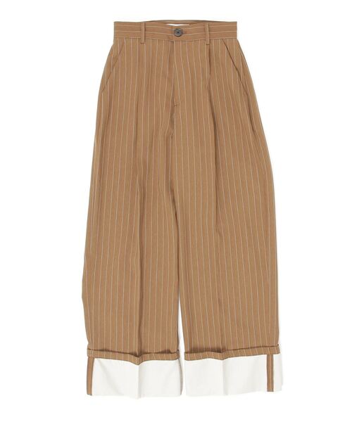 セール】ロールアップピンストライプタックトラウザーズ（スラックス