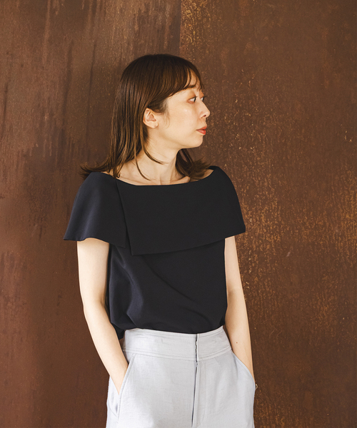 Noble(ノーブル)の「《追加》【洗える】ケープブラウス 7(シャツ/ブラウス・レディース・モカ/サックスブルー/ホワイト/ブラック・FREE)」の7枚目の写真