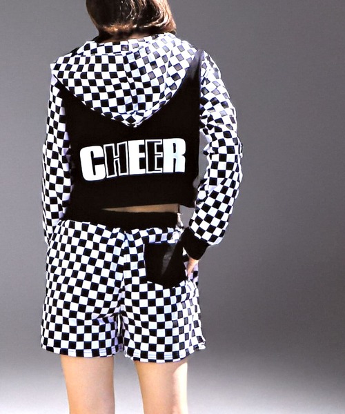 CHEER（チアー）の「無地×フラッグチェックショートパンツB（その他パンツ・レディース・ブラック・S/M/L）」の5枚目の写真