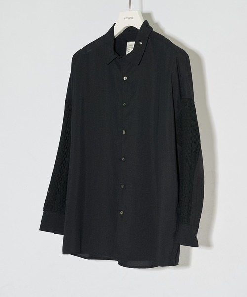 SHAREEF（シャリーフ）の「MESH SLEEVE SHIRTS（シャツ/ブラウス・メンズ・ブラック/ライトグレー・1/2）」の2枚目の写真