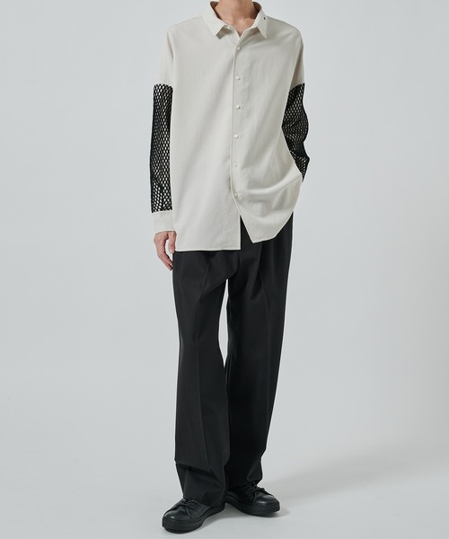 SHAREEF（シャリーフ）の「MESH SLEEVE SHIRTS（シャツ/ブラウス・メンズ・ブラック/ライトグレー・1/2）」の14枚目の写真