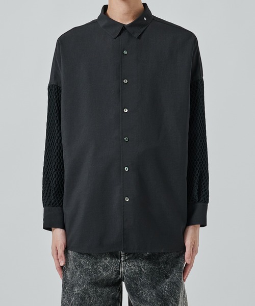 SHAREEF（シャリーフ）の「MESH SLEEVE SHIRTS（シャツ/ブラウス・メンズ・ブラック/ライトグレー・1/2）」の15枚目の写真