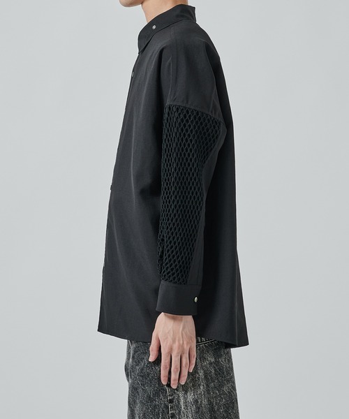 SHAREEF（シャリーフ）の「MESH SLEEVE SHIRTS（シャツ/ブラウス・メンズ・ブラック/ライトグレー・1/2）」の16枚目の写真