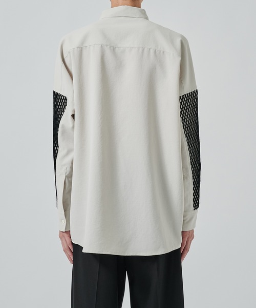 SHAREEF（シャリーフ）の「MESH SLEEVE SHIRTS（シャツ/ブラウス・メンズ・ブラック/ライトグレー・1/2）」の4枚目の写真