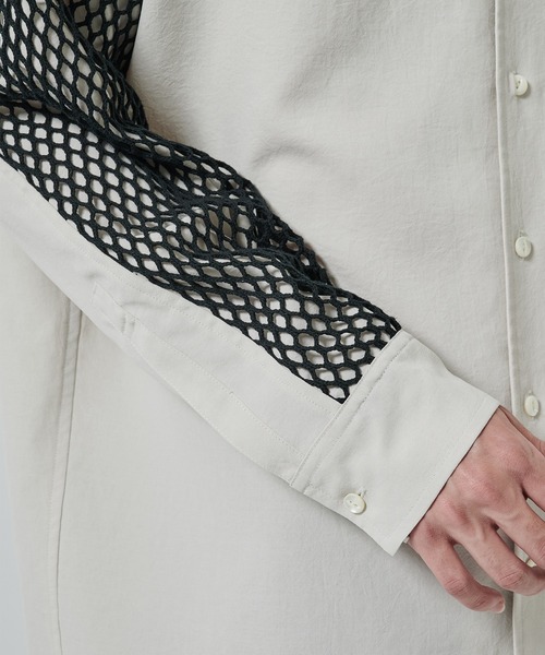 SHAREEF（シャリーフ）の「MESH SLEEVE SHIRTS（シャツ/ブラウス・メンズ・ブラック/ライトグレー・1/2）」の11枚目の写真