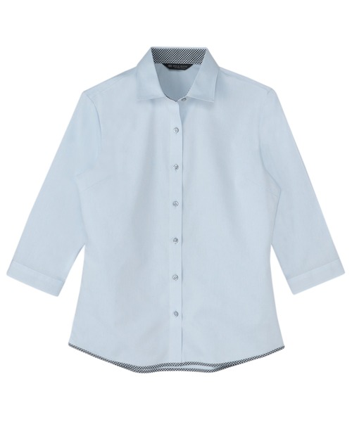 TOKYO SHIRTS(トウキョウシャツ)の「【透け防止】 形態安定ノーアイロン ワイド 7分袖ビジネスワイシャツ(ビジネスシャツ・レディース・サックスブルー・S/M/L/LL/XL)」の1枚目の写真