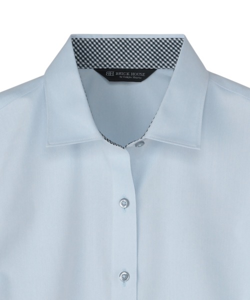 TOKYO SHIRTS(トウキョウシャツ)の「【透け防止】 形態安定ノーアイロン ワイド 7分袖ビジネスワイシャツ(ビジネスシャツ・レディース・サックスブルー・S/M/L/LL/XL)」の3枚目の写真