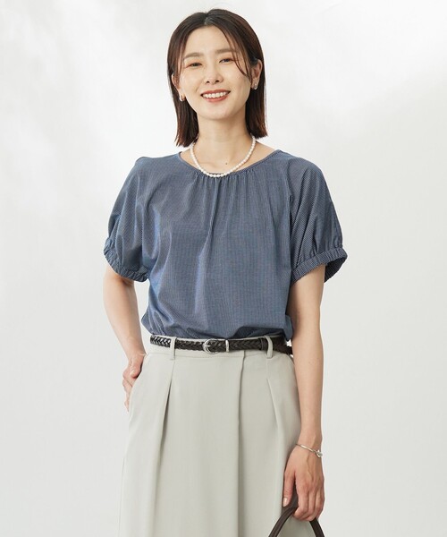 tシャツ 「WEB限定カラーあり・洗える」ストライプジャージー フレンチスリーブ カットソー レディース WEB限定カラーあり・洗える】ストライプジャージー フレンチ