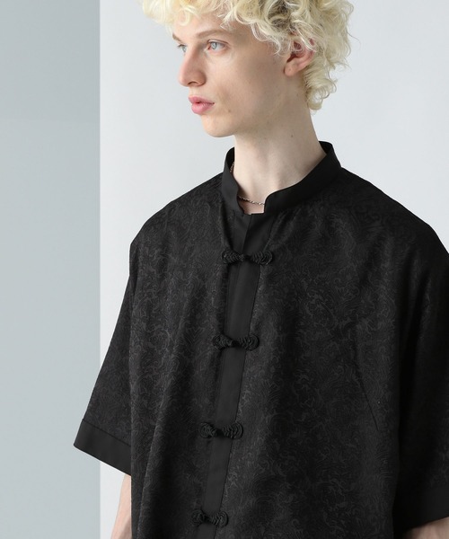 HARE（ハレ）の「ジャガードチャイナデザインシャツ(HARE)（シャツ/ブラウス・メンズ・ネイビー/ブラック/ブルー・FREE）」の12枚目の写真