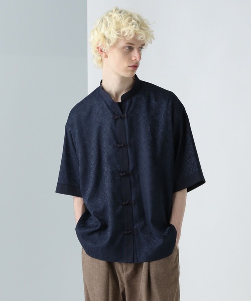 HARE（ハレ）の「ジャガードチャイナデザインシャツ(HARE)（シャツ/ブラウス・メンズ・ネイビー/ブラック/ブルー・FREE）」の15枚目の写真