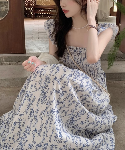 GOLDJAPAN 大きいサイズ レディース ワンピース 小花柄ギャザー