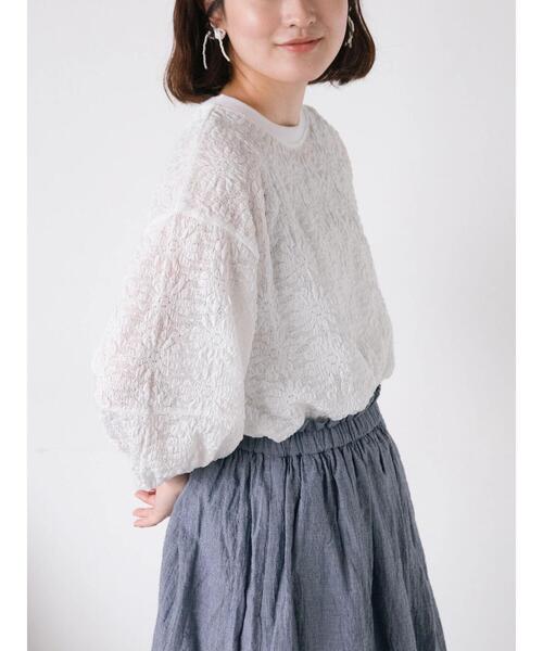 Samansa Mos2（サマンサ モスモス）の「コクーンスリーブレーストップス（Tシャツ/カットソー・レディース・ミント/キナリ/ブラック/オフホワイト・F）」の2枚目の写真