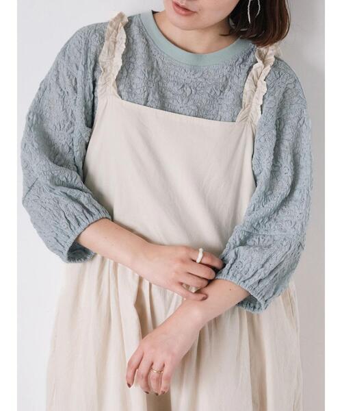 Samansa Mos2（サマンサ モスモス）の「コクーンスリーブレーストップス（Tシャツ/カットソー・レディース・ミント/キナリ/ブラック/オフホワイト・F）」の4枚目の写真