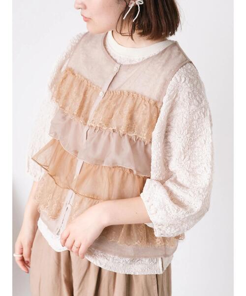 Samansa Mos2（サマンサ モスモス）の「コクーンスリーブレーストップス（Tシャツ/カットソー・レディース・ミント/キナリ/ブラック/オフホワイト・F）」の6枚目の写真