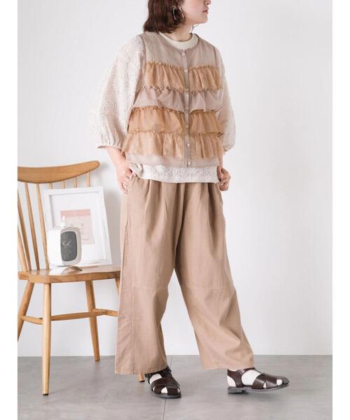 Samansa Mos2（サマンサ モスモス）の「コクーンスリーブレーストップス（Tシャツ/カットソー・レディース・ミント/キナリ/ブラック/オフホワイト・F）」の10枚目の写真