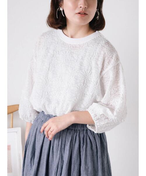 Samansa Mos2（サマンサ モスモス）の「コクーンスリーブレーストップス（Tシャツ/カットソー・レディース・ミント/キナリ/ブラック/オフホワイト・F）」の11枚目の写真