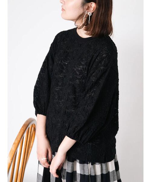 Samansa Mos2（サマンサ モスモス）の「コクーンスリーブレーストップス（Tシャツ/カットソー・レディース・ミント/キナリ/ブラック/オフホワイト・F）」の16枚目の写真