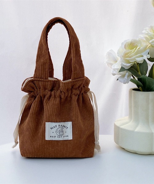 TONE SELECT GOODS（トーンセレクトグッズ）の「urbanfemine./コーデュロイ巾着ミニバッグ U7493（ショルダーバッグ・レディース・ベビーピンク/ブラック/ベージュ/ダークグリーン/ピンク/ブルー/イエロー/グリーン/アイボリー/グレー/ブラウン/パープル・FREE）」の5枚目の写真