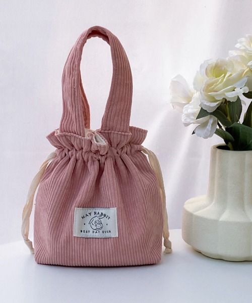 TONE SELECT GOODS（トーンセレクトグッズ）の「urbanfemine./コーデュロイ巾着ミニバッグ U7493（ショルダーバッグ・レディース・ベビーピンク/ブラック/ベージュ/ダークグリーン/ピンク/ブルー/イエロー/グリーン/アイボリー/グレー/ブラウン/パープル・FREE）」の13枚目の写真