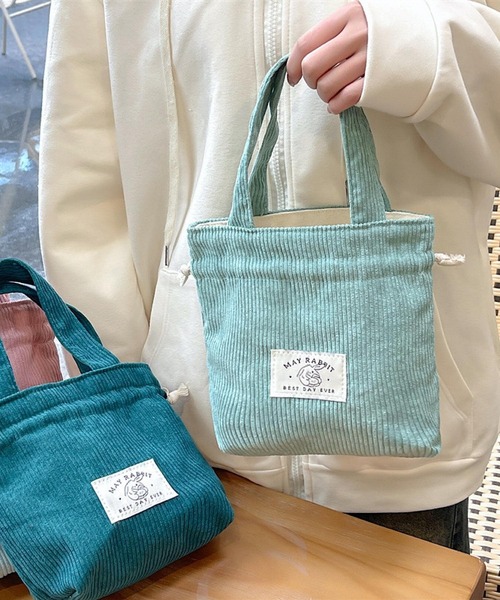 TONE SELECT GOODS（トーンセレクトグッズ）の「urbanfemine./コーデュロイ巾着ミニバッグ U7493（ショルダーバッグ・レディース・ベビーピンク/ブラック/ベージュ/ダークグリーン/ピンク/ブルー/イエロー/グリーン/アイボリー/グレー/ブラウン/パープル・FREE）」の14枚目の写真