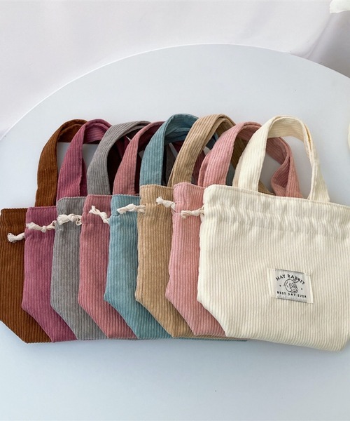 TONE SELECT GOODS（トーンセレクトグッズ）の「urbanfemine./コーデュロイ巾着ミニバッグ U7493（ショルダーバッグ・レディース・ベビーピンク/ブラック/ベージュ/ダークグリーン/ピンク/ブルー/イエロー/グリーン/アイボリー/グレー/ブラウン/パープル・FREE）」の17枚目の写真
