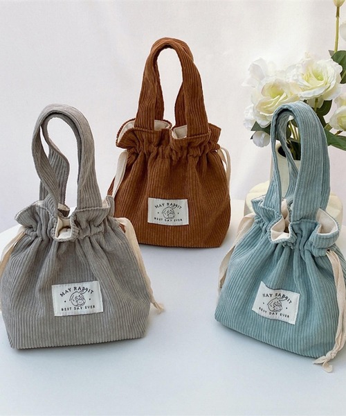 TONE SELECT GOODS（トーンセレクトグッズ）の「urbanfemine./コーデュロイ巾着ミニバッグ U7493（ショルダーバッグ・レディース・ベビーピンク/ブラック/ベージュ/ダークグリーン/ピンク/ブルー/イエロー/グリーン/アイボリー/グレー/ブラウン/パープル・FREE）」の19枚目の写真