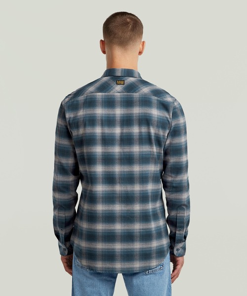 G-STAR(ジースター)の「MARINE SLIM SHIRT/ミリタリーディテールライトウェイトチェックシャツ(シャツ/ブラウス・メンズ・ダークブルー/グリーン系その他・MEDIUM/LARGE/SMALL/X-SMALL/X-LARGE)」の9枚目の写真