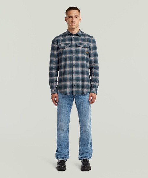 G-STAR(ジースター)の「MARINE SLIM SHIRT/ミリタリーディテールライトウェイトチェックシャツ(シャツ/ブラウス・メンズ・ダークブルー/グリーン系その他・MEDIUM/LARGE/SMALL/X-SMALL/X-LARGE)」の8枚目の写真