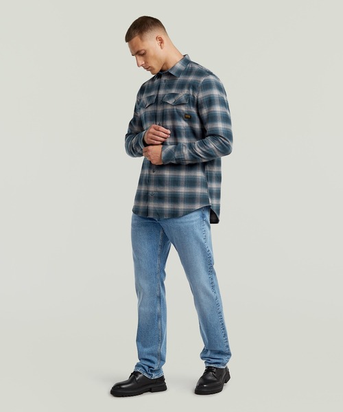 G-STAR(ジースター)の「MARINE SLIM SHIRT/ミリタリーディテールライトウェイトチェックシャツ(シャツ/ブラウス・メンズ・ダークブルー/グリーン系その他・MEDIUM/LARGE/SMALL/X-SMALL/X-LARGE)」の4枚目の写真
