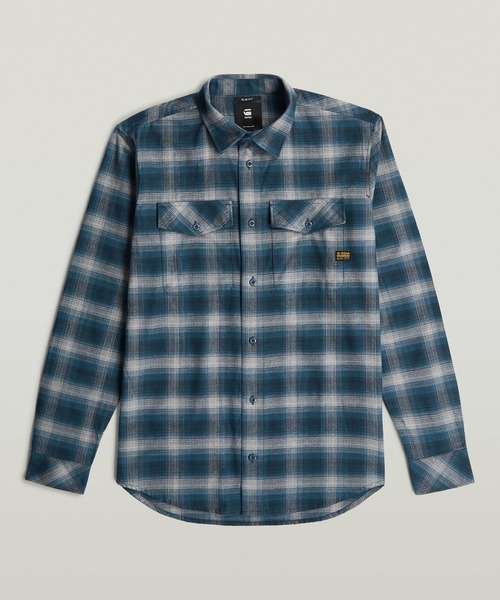 G-STAR(ジースター)の「MARINE SLIM SHIRT/ミリタリーディテールライトウェイトチェックシャツ(シャツ/ブラウス・メンズ・ダークブルー/グリーン系その他・MEDIUM/LARGE/SMALL/X-SMALL/X-LARGE)」の14枚目の写真